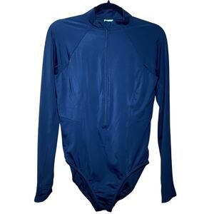 Lands' End - Black Long Sleeve One Piece Swimsuit - Women's L